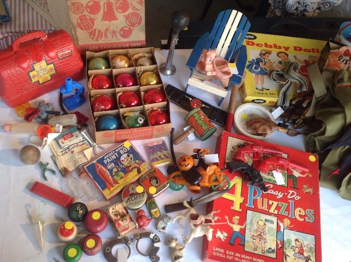 Vintage Toy nurses bag, Old Halloween and Christmas, yo yo collection, toy guns and more!