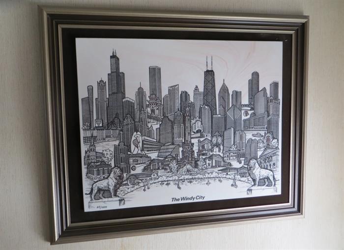 D. Bivens "The Windy City" Chicago skyline etching