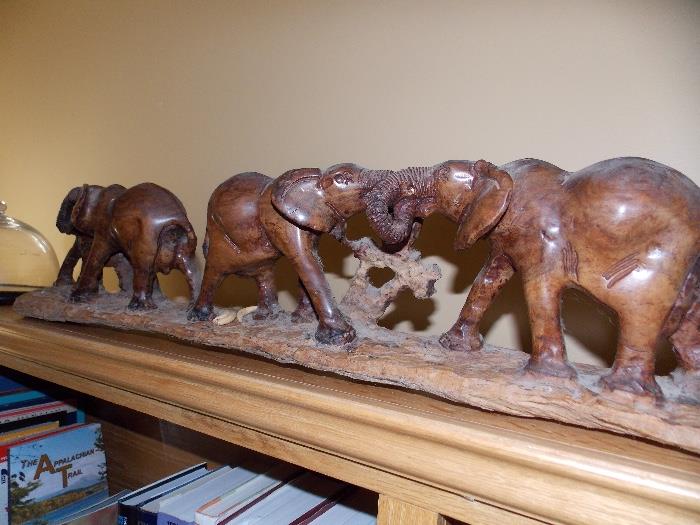 Wood Elephant Sculpture 