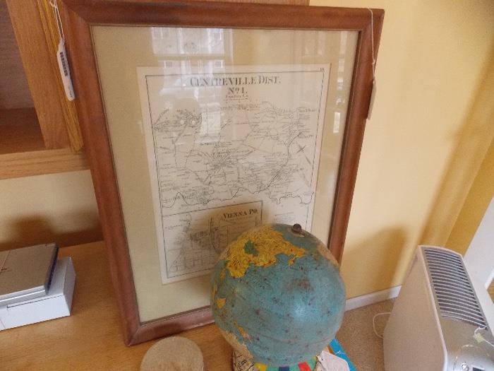 Framed Map & Globe
