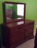 Ethan Allen American Tradition Maple Dresser Drawers with Mirror.