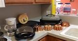 General Electric Skillet, Waffle Iron, Mini Coffee Maker, Copper Jello/Cake Molds.