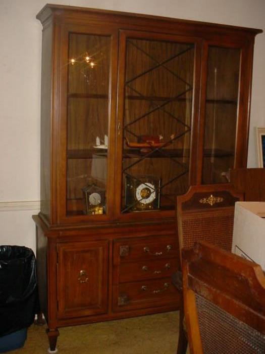 Large China Cabinet, also dining table with 8 chairs, and buffet
