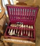 Silver plate flatware set: "First Love" by Rogers - complete service for 12 (75 pieces total)