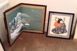 Small folding screen & 3-D picture (made with fabric)