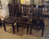 3 shabby chic dining chairs - looks like oak under the black paint