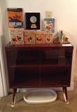 (Star Trek book & rooster canisters are SOLD) Still available:  Mod bookcase with sliding glass door, Mexican onyx bookends