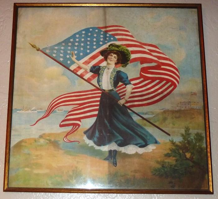 1900'S "American Girl" Textile Printed By Schwab And Wolf NY