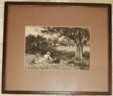 John Fullwood: "The Minnow Catcher" Orig. Etching, 1920
