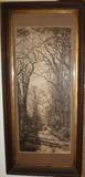 Antique 1883 Etching By Fred Slocombe Wood Frame