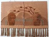 Vintage Mid Century Macrame Jute Fiber Wall Art 