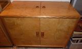 Mid Century Henredon Scene Two Burl Wood Flip Top Bar Server Cabinet