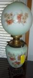 Hand Painted Vintage Victorian Hurricane Lamp