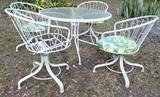 Vintage Mid Century Glass Top Table/ Swivel Patio Chair Set 