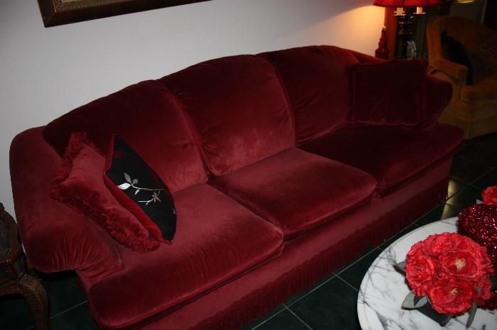 Red Velvet Sofa /Sofa Bed / Custom Made - Gorgeous!