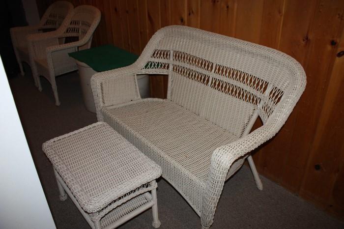 Wicker Love Seat - Coffee Table - Chairs - many pieces to choose from.