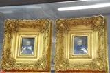 Pair of gilt framed companion miniature portraits