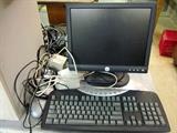 Small Dell flat screen monitor, keyboard, mice, etc.