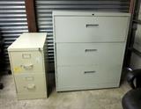 2-drawer file cabinet, 3-drawer lateral file cabinet (dented).