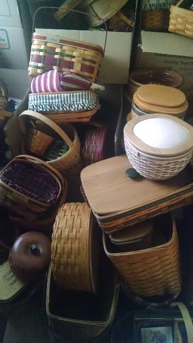 LARGEST COLLECTION OF LONGABERGER BASKETS....ALL SHAPES..SIZES.....WOW !!!