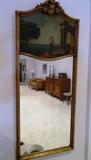 Antique Mirror, Louis XVI Style, Giltwood w plaster medallion