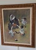 Original signed painting by Leonard Creo---awesome!!   Approx. 37-1/2" x 31-1/2" framed.
