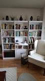 White bookshelves