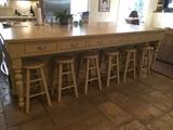 6 Wooden Stools: 24” H x 12” Circ. Counter height, Off-white
