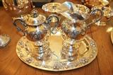 Jose Anton Mexican sterling silver cream / sugar set with tray