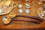 Jose Anton Mexican sterling silver / wood salad servers and weighted sterling silver candlesticks