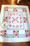 Vintage New Orleans souvenir tablecloth and matching napkins