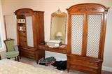Hickory Mfg. Co. double armoires with bridge vanity