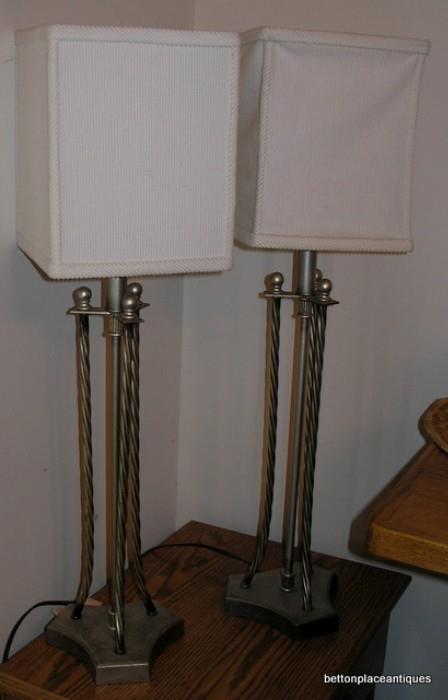 Pair Metal Lamps