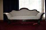 1873 Victorian Settee. This settee was originally owned by a judge in Owosso, Michigan during the late 1800s. I believe there to be horse hair underneath the upholstery.