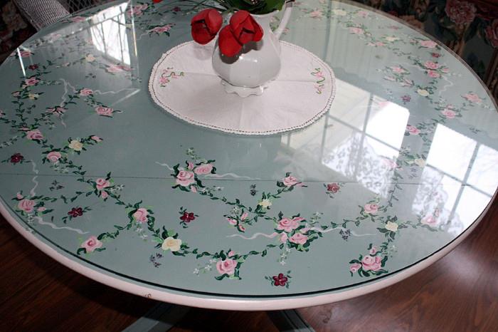 Exquisite floral design.  Hand painted acrylic.  