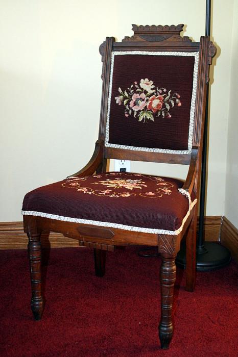 Antique embroidered sitting chair