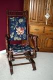 Antique Platform Rocker; reupholstered