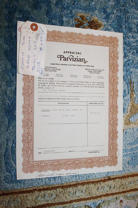 http://parvizianrugs.com    Official appraisal and authenticity certificate 