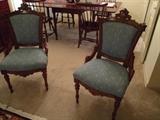 Victorian parlor side chairs in from the Renaissance Revival Period of the Victorian Age, circa 1870.