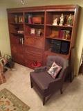 Nice 1970's 3 piece sectional wall shelving unit with center secretary originally purchased new from Weir's Furniture Store in Dallas, TX