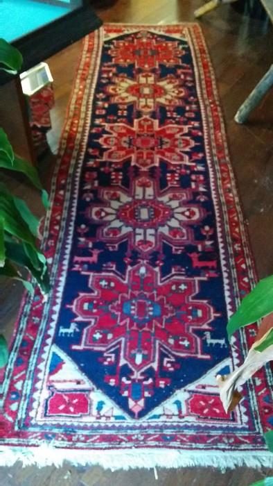 Hand woven, 100% wool Persian Heriz runner, Measures 11'2" x 3'1"