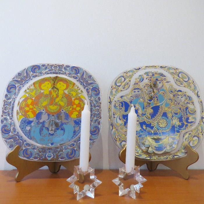 Rosenthal Crystal plates and candle holders