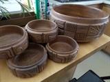 Carved Wooden Salad Set