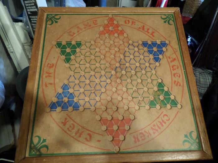 Vintage Wooden Chinese Checkers Board