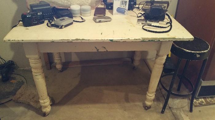 Antique Kitchen Table on Wheels