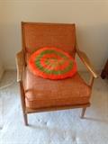 Mid-century modern Danish lounge chair with original cushions and Rotex straps.