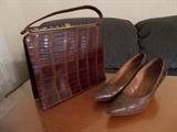 Vintage Pair of Leather Shoes AND Purse - possibly ALLIGATOR skin??????????????????? Cool!!!!!!!