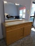 Mid Century Modern Blonde Mahogany (Cavalier Furniture Company) Dresser and Mirror - NEAT!!