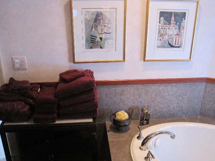 Bathroom accessories and towels.