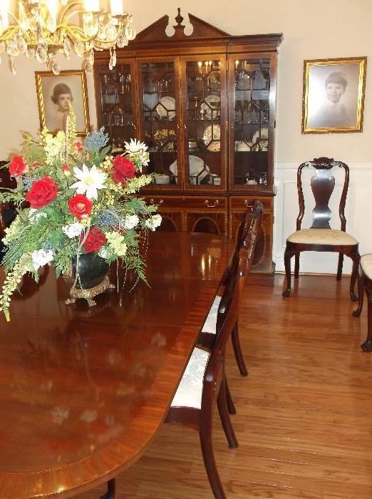Dining table w/eight chairs (two arm chairs) and two leaves by Councill Furniture Co.